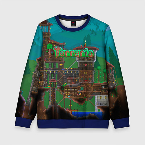 Детский свитшот Дом в Террарии / 3D-Синий – фото 1