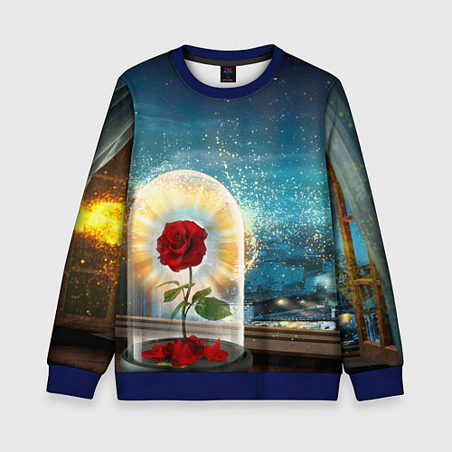 Детский свитшот Роза в Колбе / 3D-Синий – фото 1
