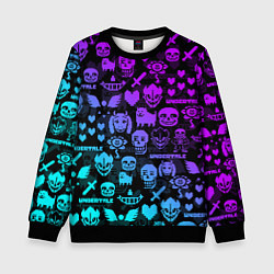 Свитшот детский UNDERTALE NEON PATTERN УЗОР, цвет: 3D-черный