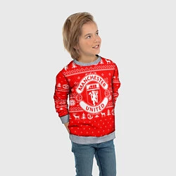 Свитшот детский FC Manchester United: Новогодний узор, цвет: 3D-меланж — фото 2