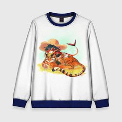 Свитшот детский Тигр и Акула, цвет: 3D-синий