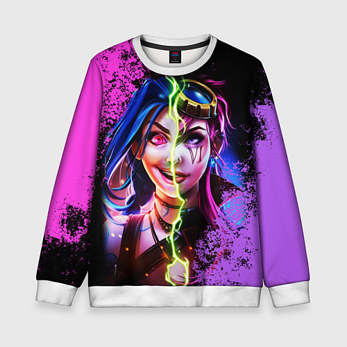 Детский свитшот Arcane League Of Legends JINX AND VI / 3D-Белый – фото 1