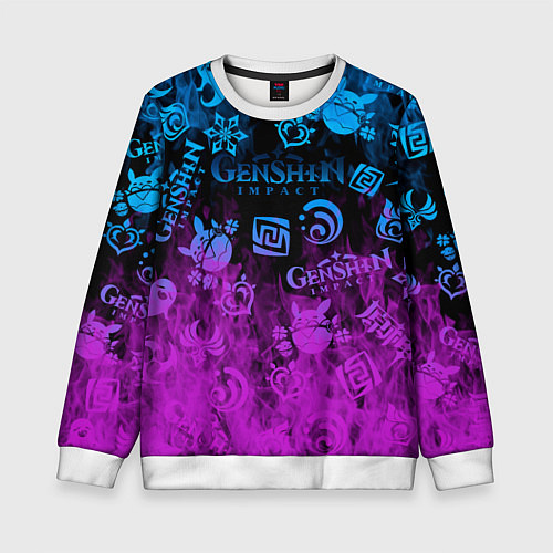 Детский свитшот Genshin Impact - Огонь / 3D-Белый – фото 1