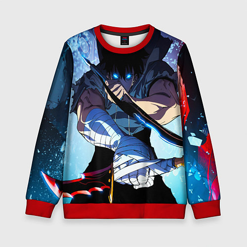 Детский свитшот Поднятие Уровня в одиночку Сон Джин Ву , SOLO LEVE / 3D-Красный – фото 1