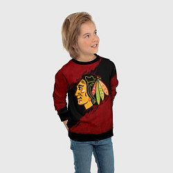 Свитшот детский Chicago Blackhawks, Чикаго Блэкхокс, цвет: 3D-черный — фото 2