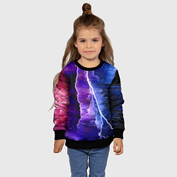 Свитшот детский Космическая молния, глитч, цвет: 3D-черный — фото 2