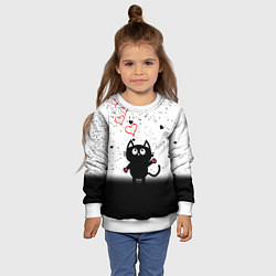 Свитшот детский Котик в тумане Сердечки, цвет: 3D-белый — фото 2