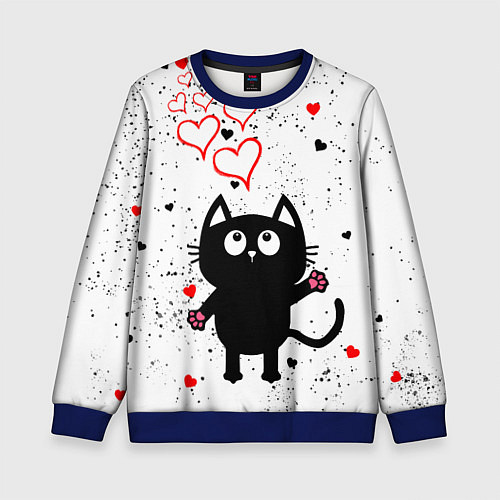Детский свитшот Влюблённый котик Cat Love / 3D-Синий – фото 1