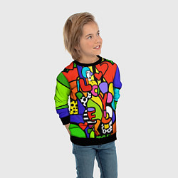 Свитшот детский Romero Britto - love you, цвет: 3D-черный — фото 2