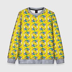 Свитшот детский Летний узор Забавные бананчики, цвет: 3D-меланж