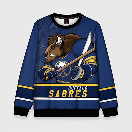 Детский свитшот Баффало Сейберз, Buffalo Sabres / 3D-Черный – фото 1