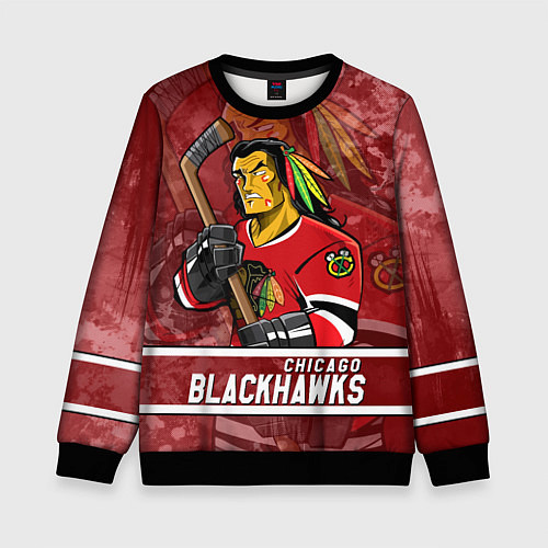 Детский свитшот Chicago Blackhawks , Чикаго Блэкхокс / 3D-Черный – фото 1