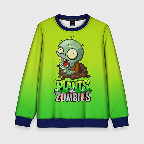 Детский свитшот Plants vs Zombies зомби / 3D-Синий – фото 1