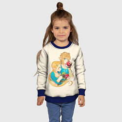 Свитшот детский Линк и Зельда с яблоками, цвет: 3D-синий — фото 2