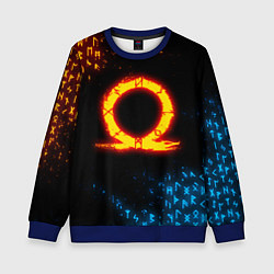 Свитшот детский GOD OF WAR CRATOS FIRE SYMBOL RUNE, цвет: 3D-синий