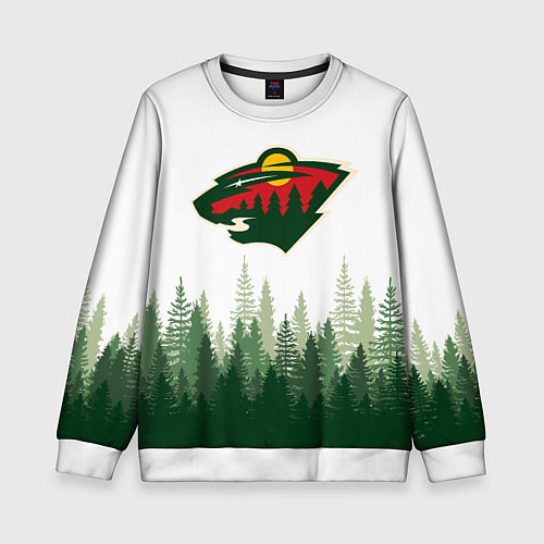 Детский свитшот Minnesota Wild, Миннесота Уайлд Лес / 3D-Белый – фото 1