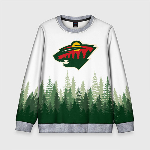 Детский свитшот Minnesota Wild, Миннесота Уайлд Лес / 3D-Меланж – фото 1