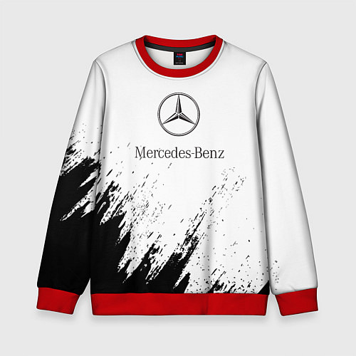Детский свитшот Mercedes-Benz - White texture / 3D-Красный – фото 1