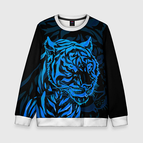 Детский свитшот Голубой тигр Blue / 3D-Белый – фото 1