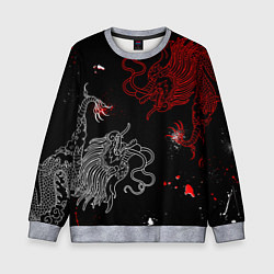 Свитшот детский Китайский дракон Красно - Белый, цвет: 3D-меланж