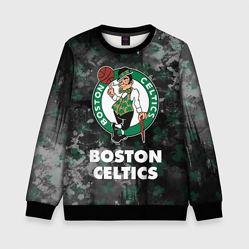 Детский свитшот Бостон Селтикс, Boston Celtics, НБА / 3D-Черный – фото 1