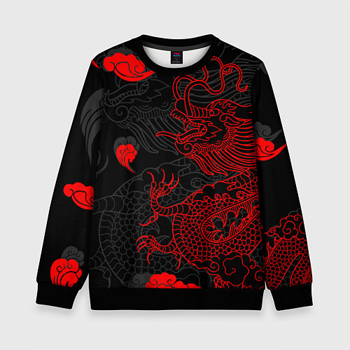 Детский свитшот Дракон Китайский дракон / 3D-Черный – фото 1