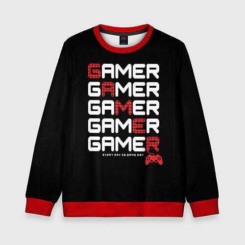 Детский свитшот GAMER - GAMER - GAMER / 3D-Красный – фото 1