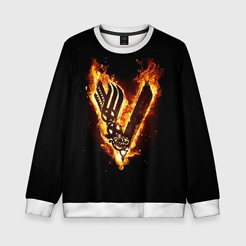 Детский свитшот Викинги: Вальхалла, логотип / 3D-Белый – фото 1