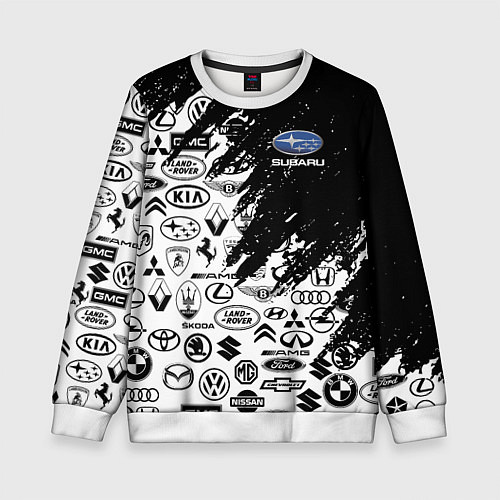 Детский свитшот Subaru - Паттерн логотипов авто / 3D-Белый – фото 1