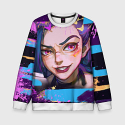 Свитшот детский Jinx Arcane граффити, цвет: 3D-белый