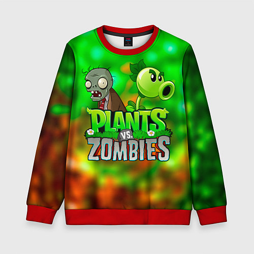 Детский свитшот Plants vs Zombies горохострел и зомби / 3D-Красный – фото 1