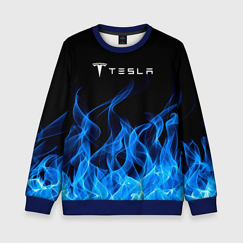 Детский свитшот Tesla Fire / 3D-Синий – фото 1