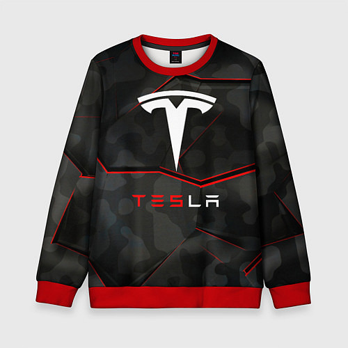 Детский свитшот Tesla Sport Logo / 3D-Красный – фото 1