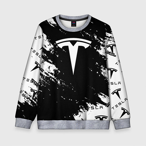 Детский свитшот Tesla logo texture / 3D-Меланж – фото 1