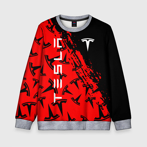Детский свитшот Tesla red pattern / 3D-Меланж – фото 1