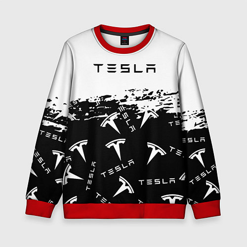 Детский свитшот Tesla - Black & White / 3D-Красный – фото 1