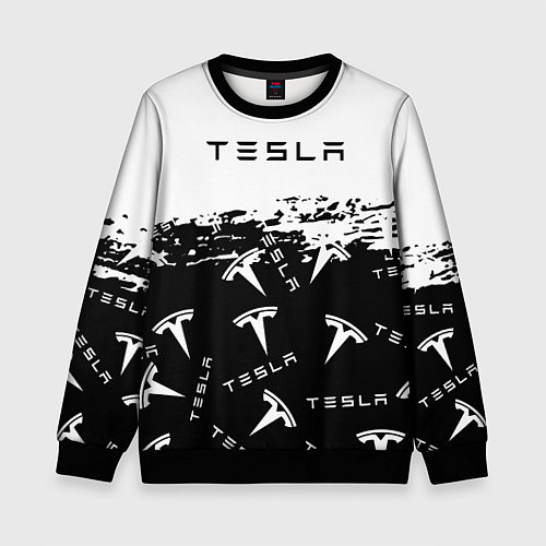 Детский свитшот Tesla - Black & White / 3D-Черный – фото 1