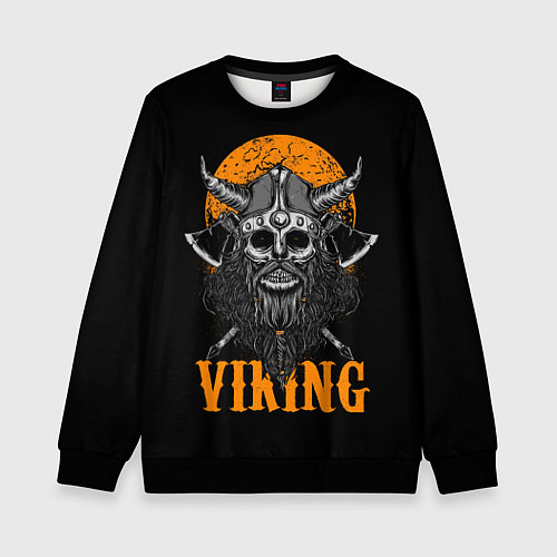 Детский свитшот ЧЕРЕП ВИКИНГА VIKINGS SKULL / 3D-Черный – фото 1