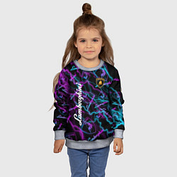 Свитшот детский Lamborghini Неоновые молнии, цвет: 3D-меланж — фото 2