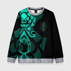 Свитшот детский МАСКА И ТАТУИРОВКА СЯО XIAO ГЕНШИН, цвет: 3D-меланж