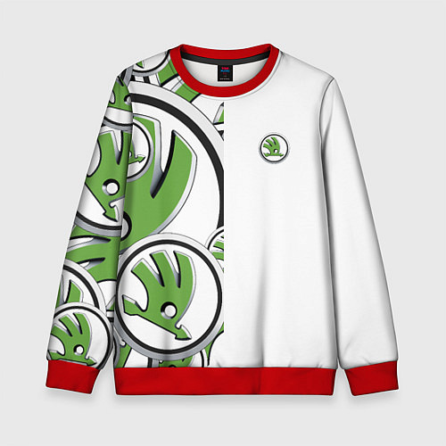 Детский свитшот Skoda Half Pattern Logo / 3D-Красный – фото 1