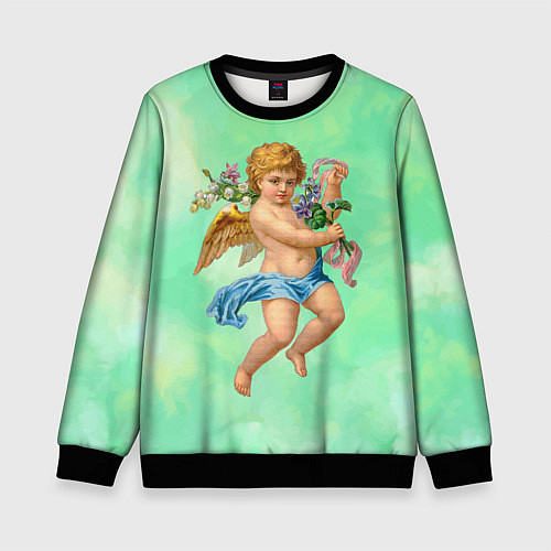 Детский свитшот Ангел Святой / 3D-Черный – фото 1