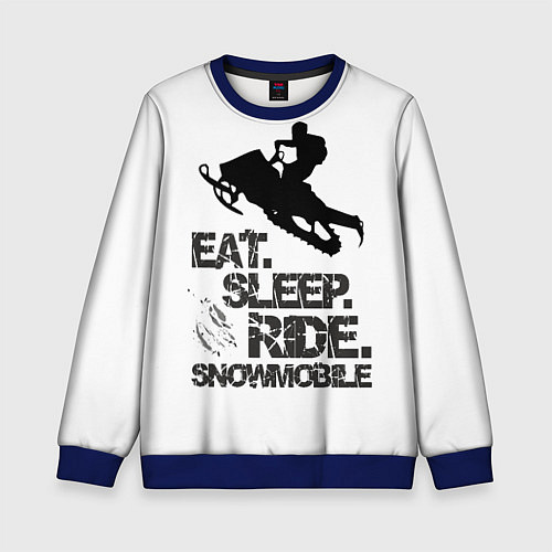 Детский свитшот EAT SLEEP RIDE SNOWMOBILE / 3D-Синий – фото 1