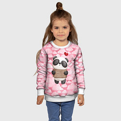 Свитшот детский Панда с сердечком love, цвет: 3D-белый — фото 2