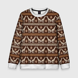Свитшот детский Жирафы Африка паттерн, цвет: 3D-белый