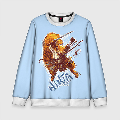 Детский свитшот Крейзи белка-ниндзя / 3D-Белый – фото 1
