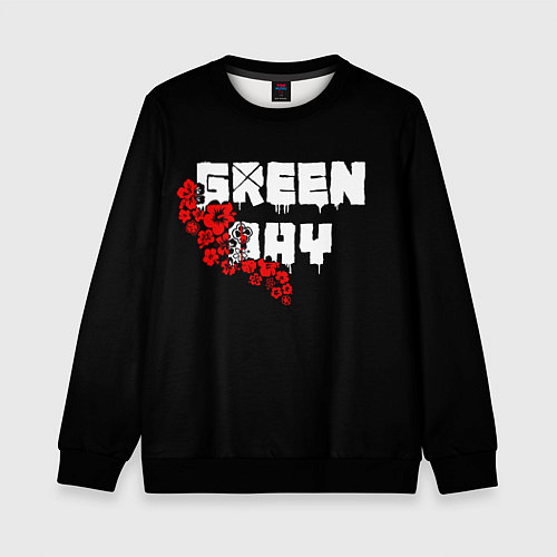 Детский свитшот Green day Цветы / 3D-Черный – фото 1