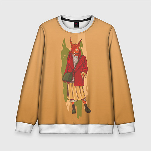 Детский свитшот Белка на стиле / 3D-Белый – фото 1