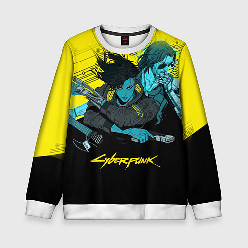 Детский свитшот Ви и Джонни Cyberpunk 2077 Vi johnny / 3D-Белый – фото 1