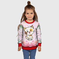 Свитшот детский Милый пятнистый котик, цвет: 3D-красный — фото 2